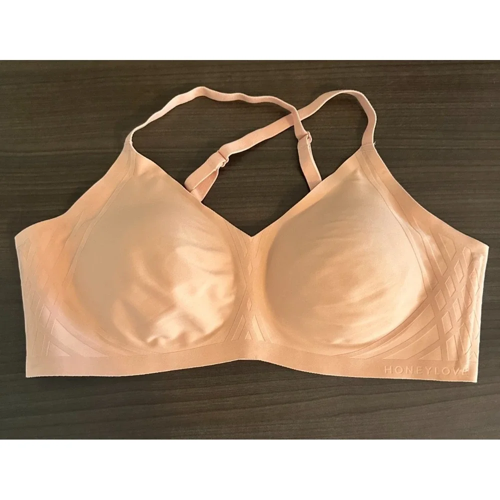 Honeylove Silhouette Wireless Bra L Blush Nude Seamless Molded Adjustable Straps